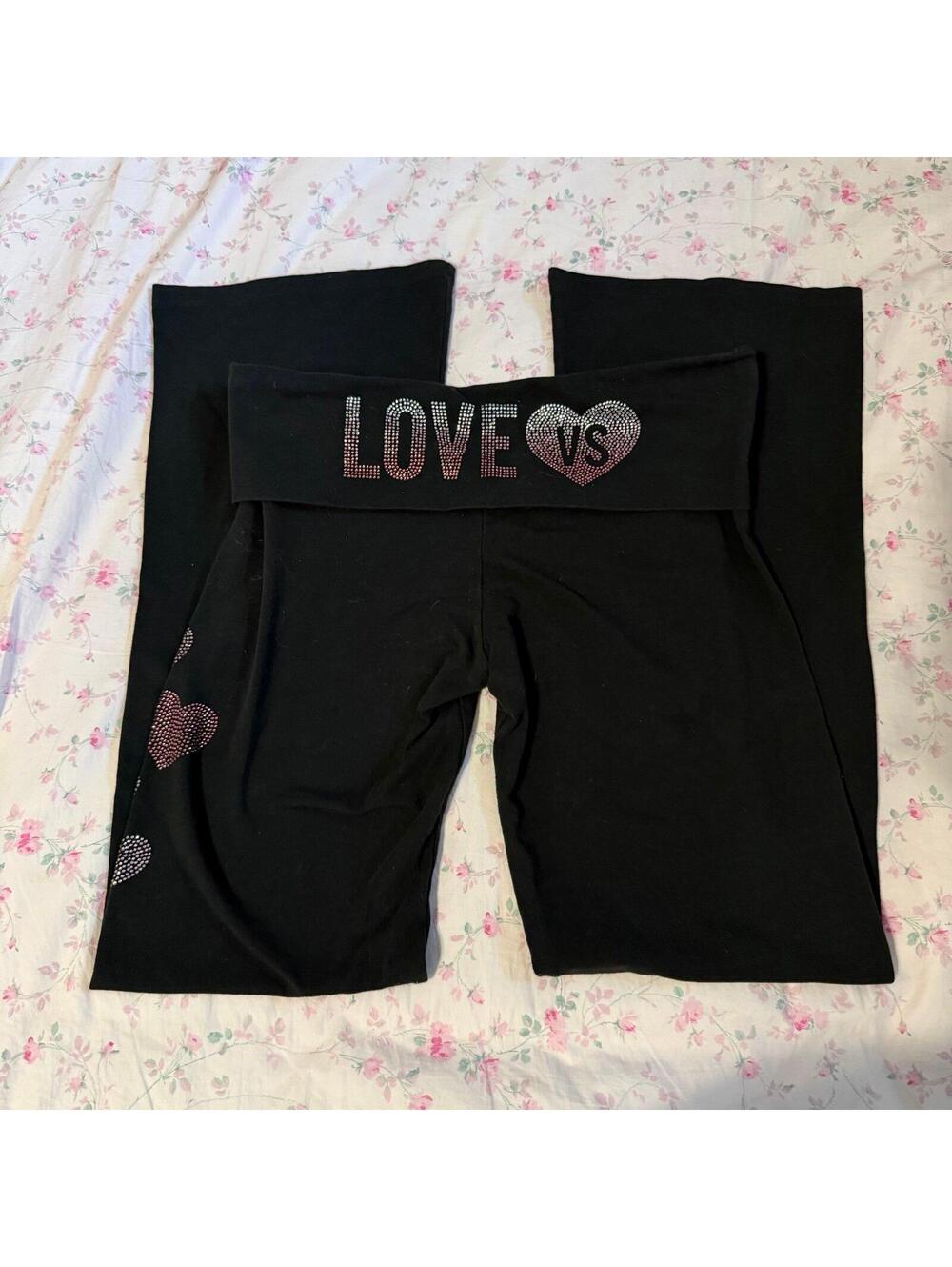 Y2K Victorias Secret Bling Flare Foldover Leggings